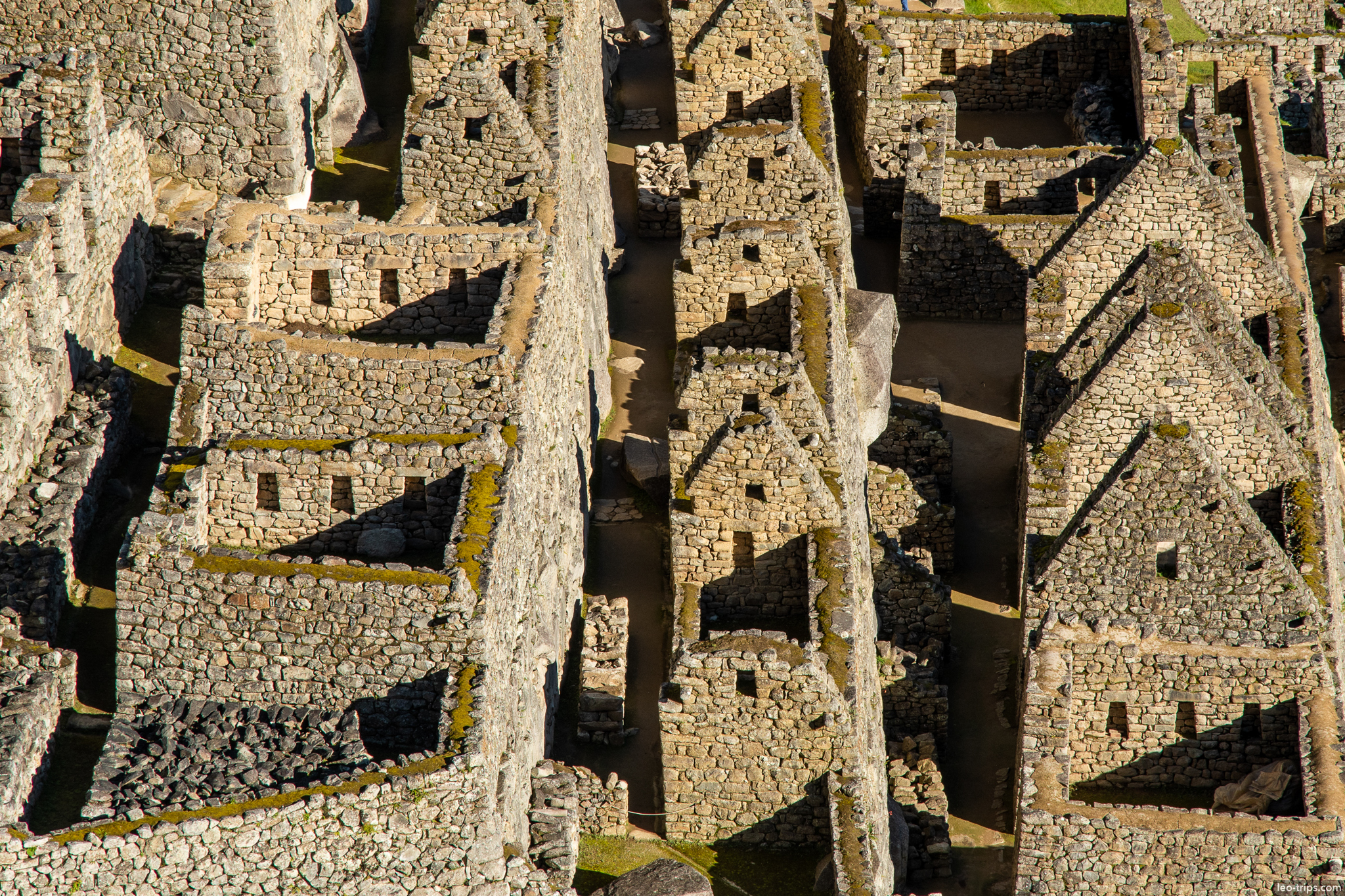 residential quarter aerial view stone houses machu picchu