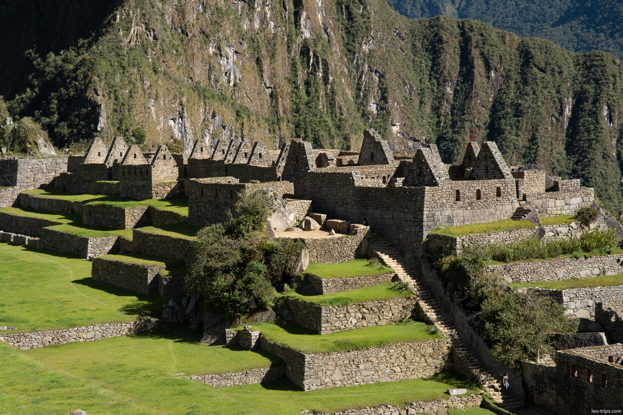 residential sector stone terraces side view machu picchu
