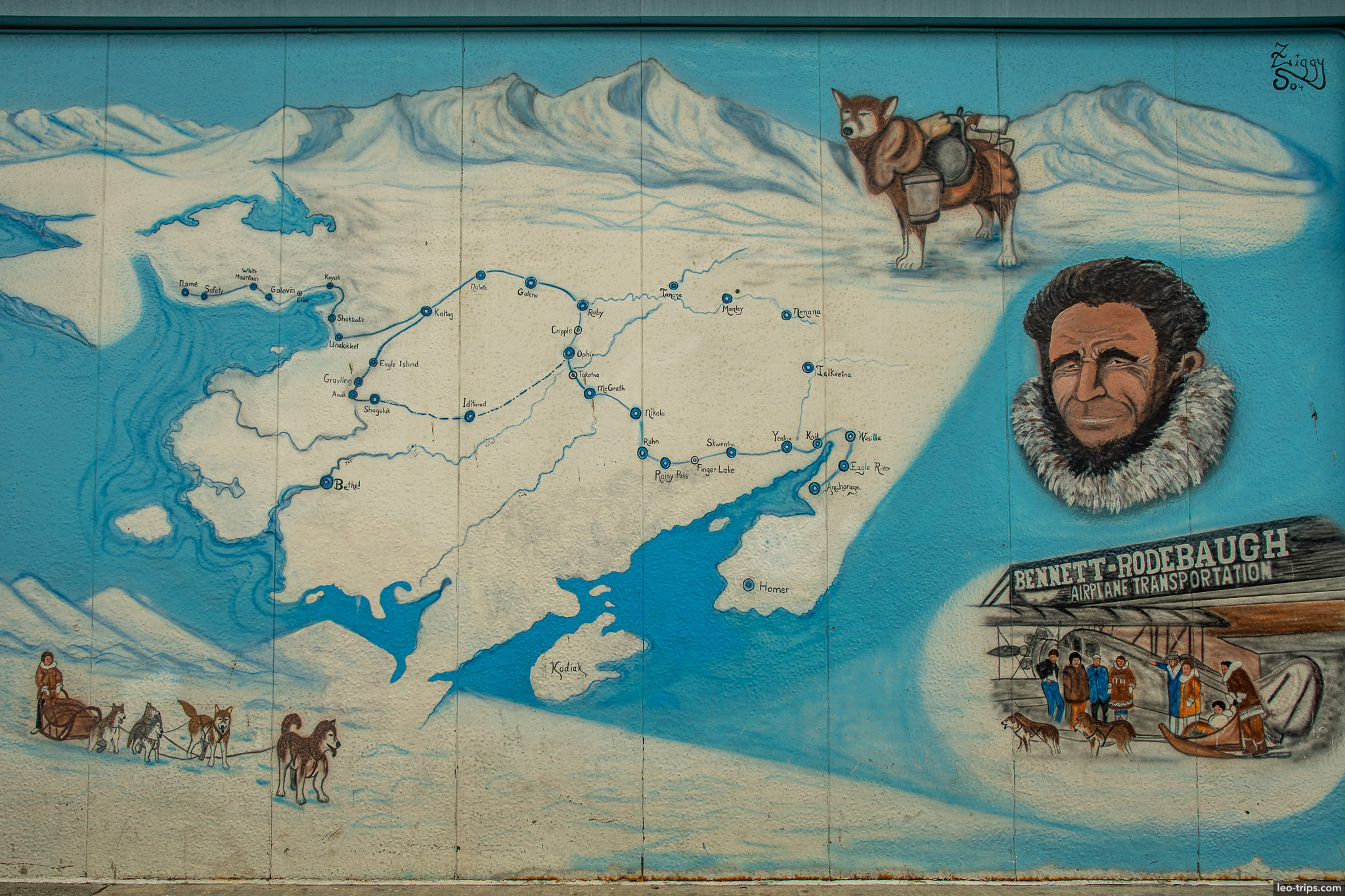 Sled Dog race mural anchorage