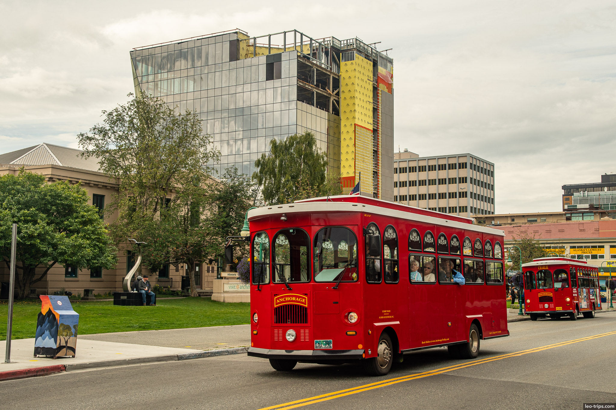 Tourist bus in Anchorage anchorage