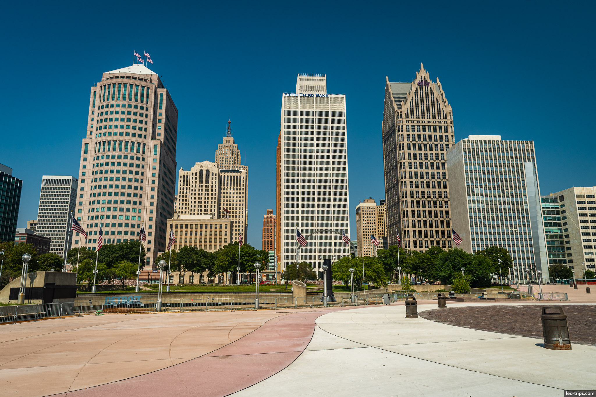 view from hart plaza detroit