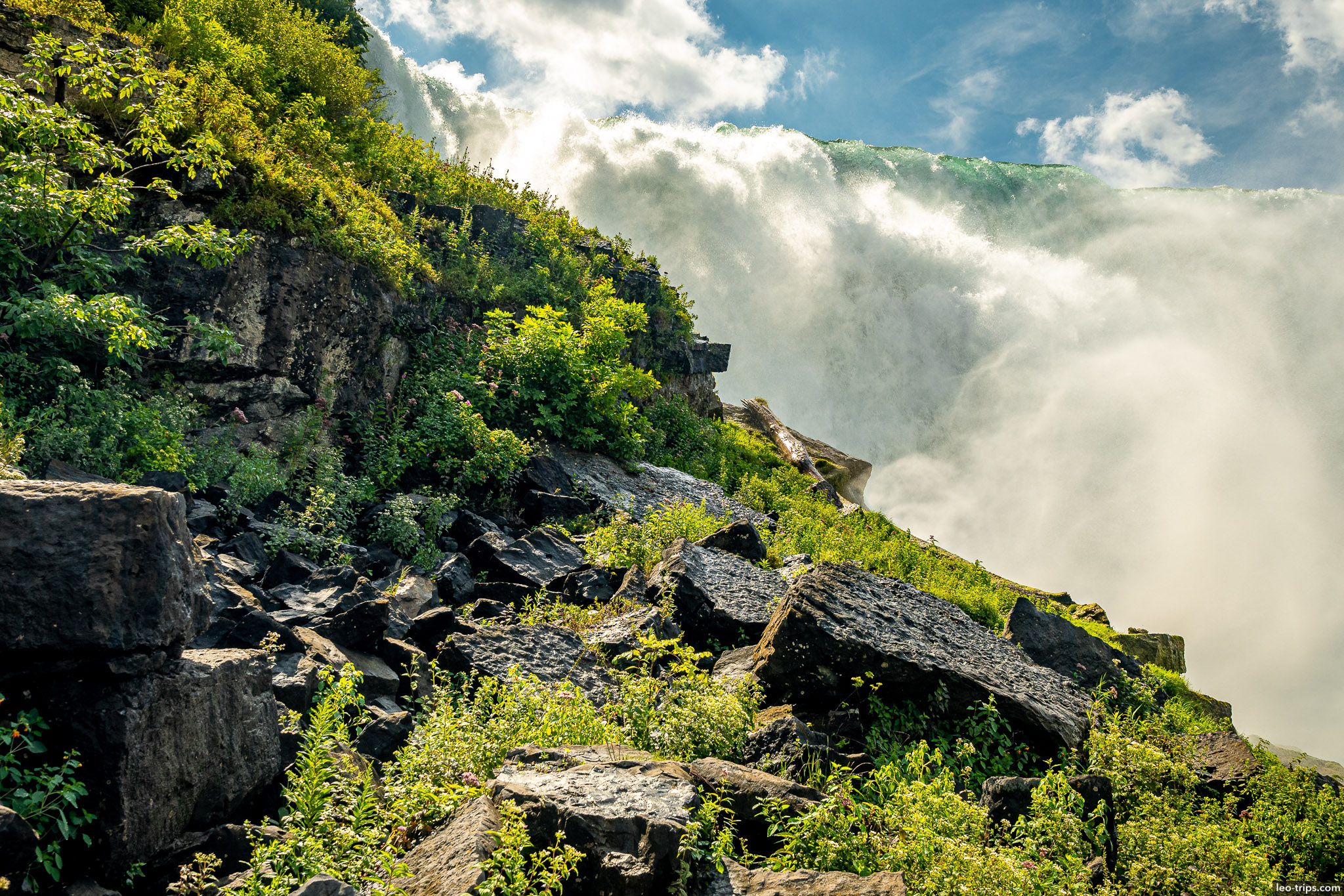 american waterfall from below niagara falls state park