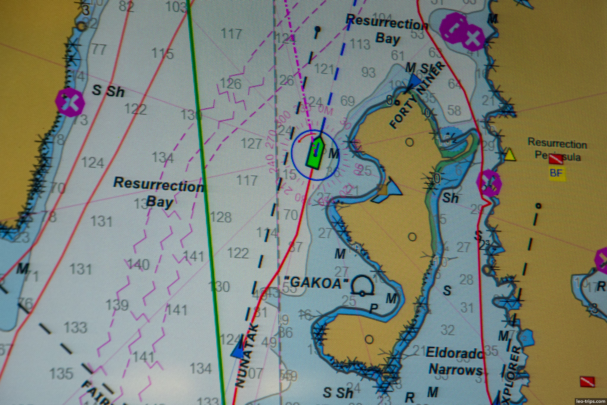 Boat navigation map resurrection bay