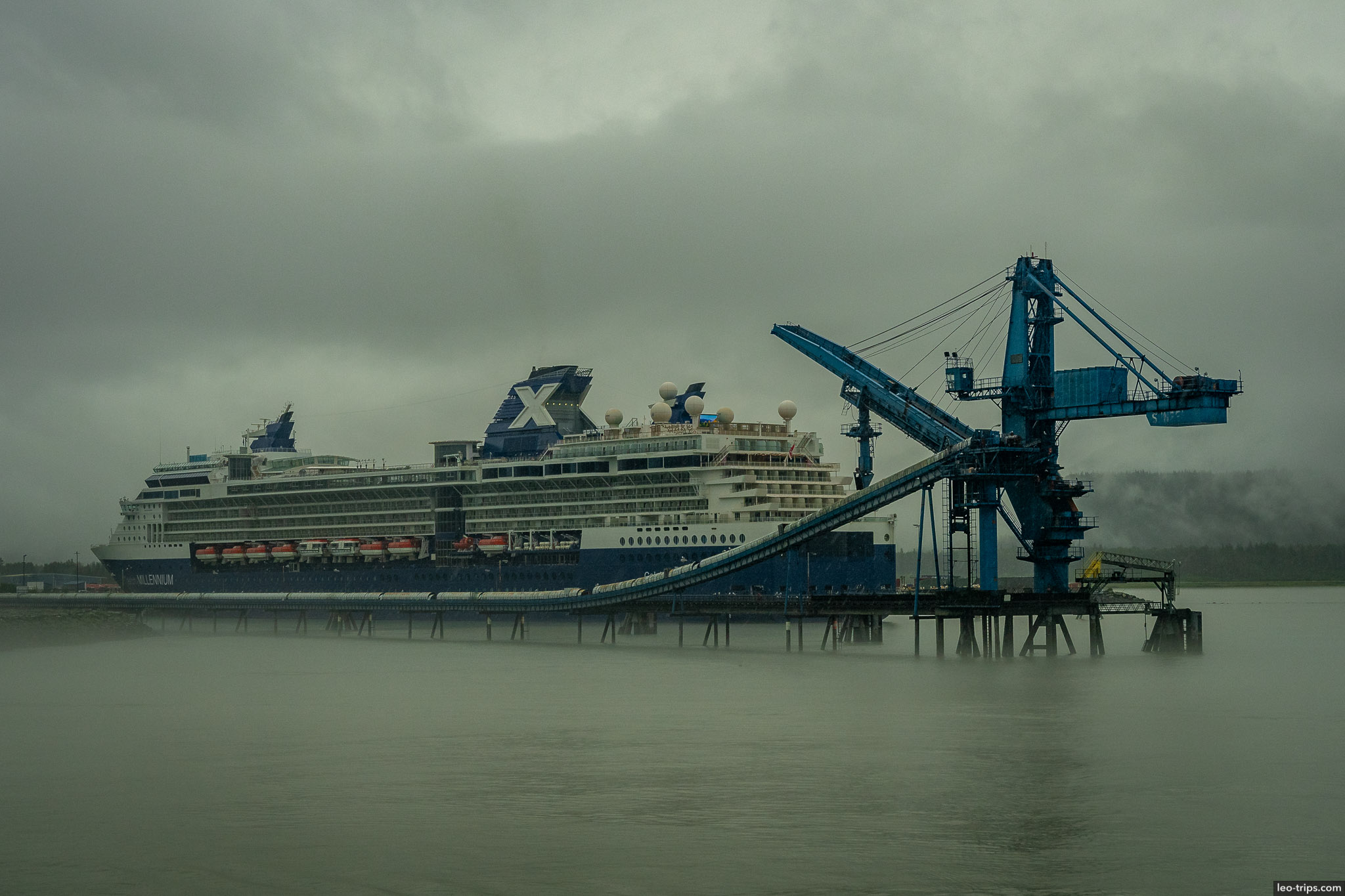 Coal unloading crane and cruise ship resurrection bay