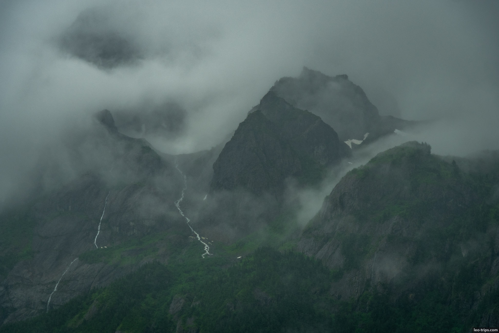 Mountains with low clouds resurrection bay