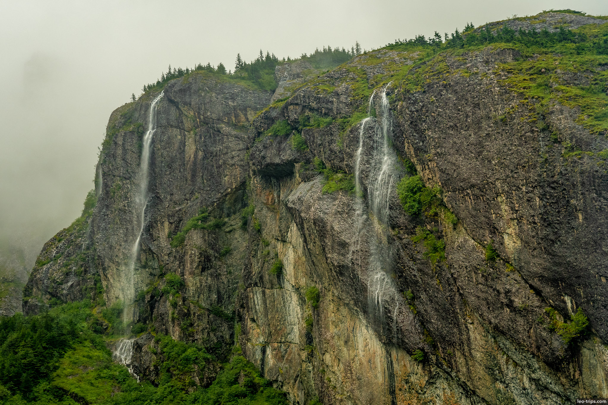 Waterfalls on Resurrection Bay cliffs resurrection bay