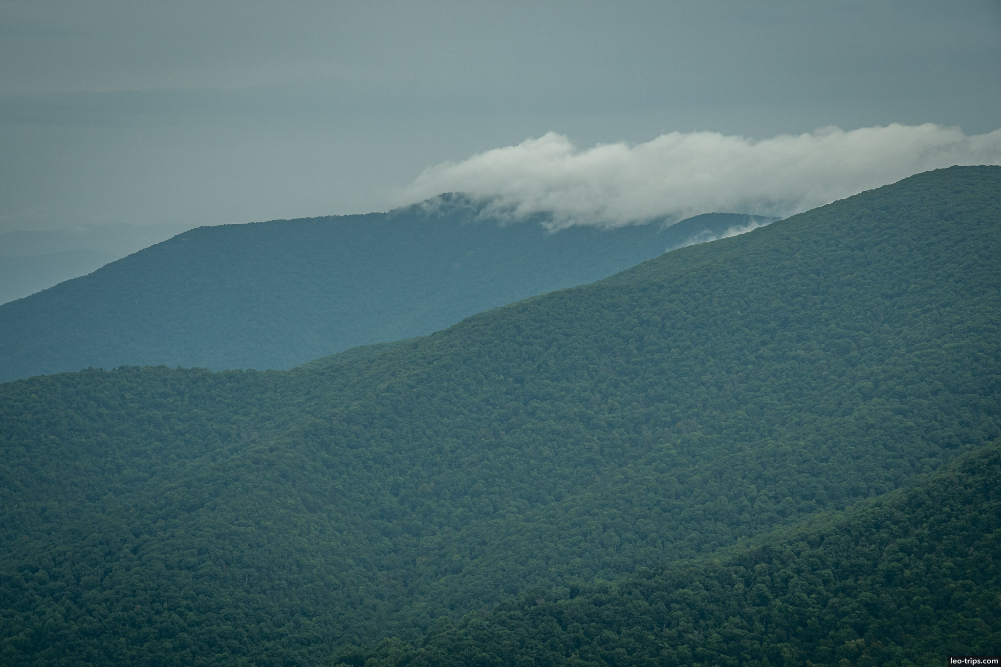 cloudy hillsides shenandoah national park