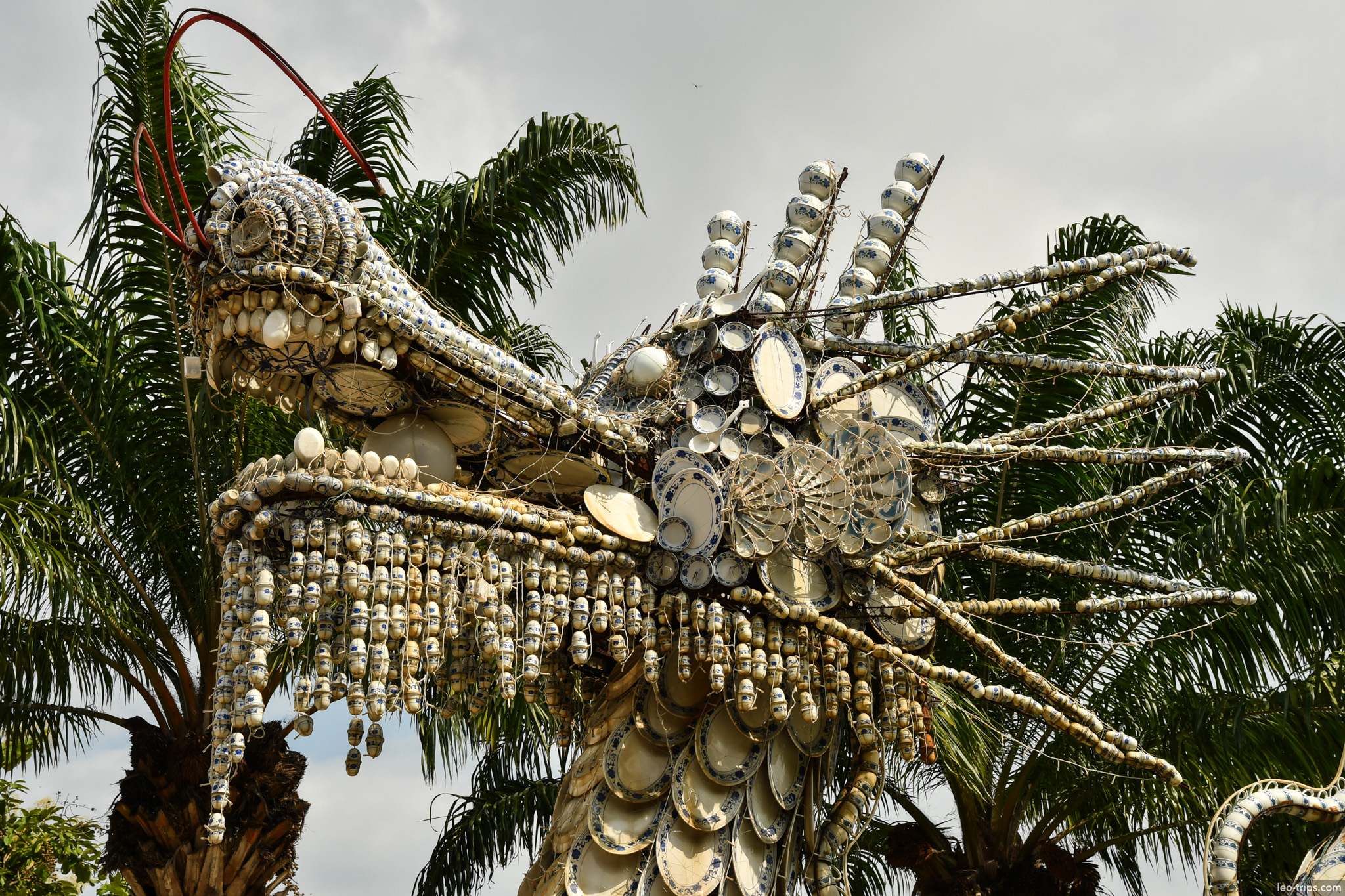 ceramic dragon head sculpture plates closeup danang da nang