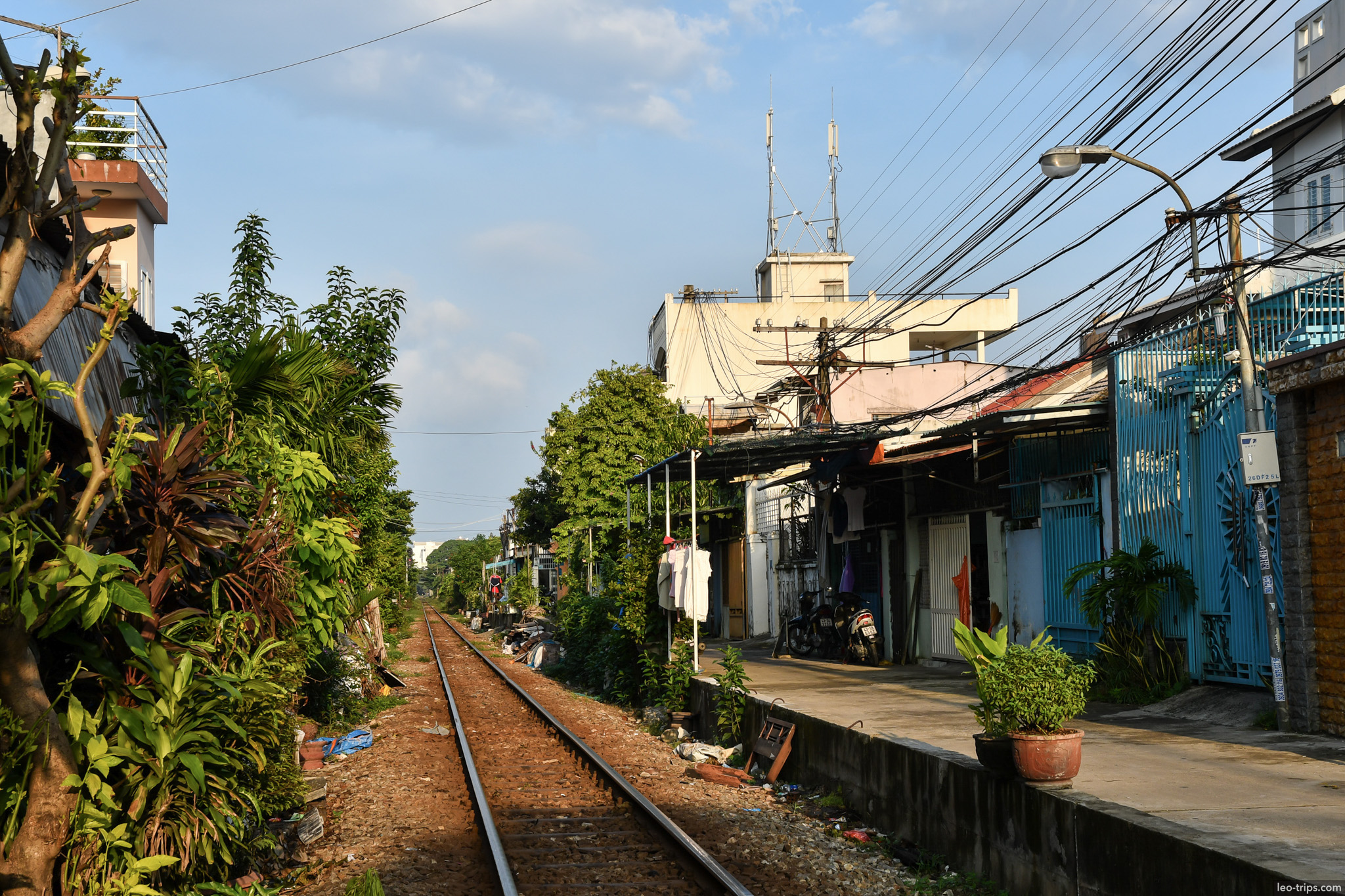 danang railway track houses alongside vietnam da nang
