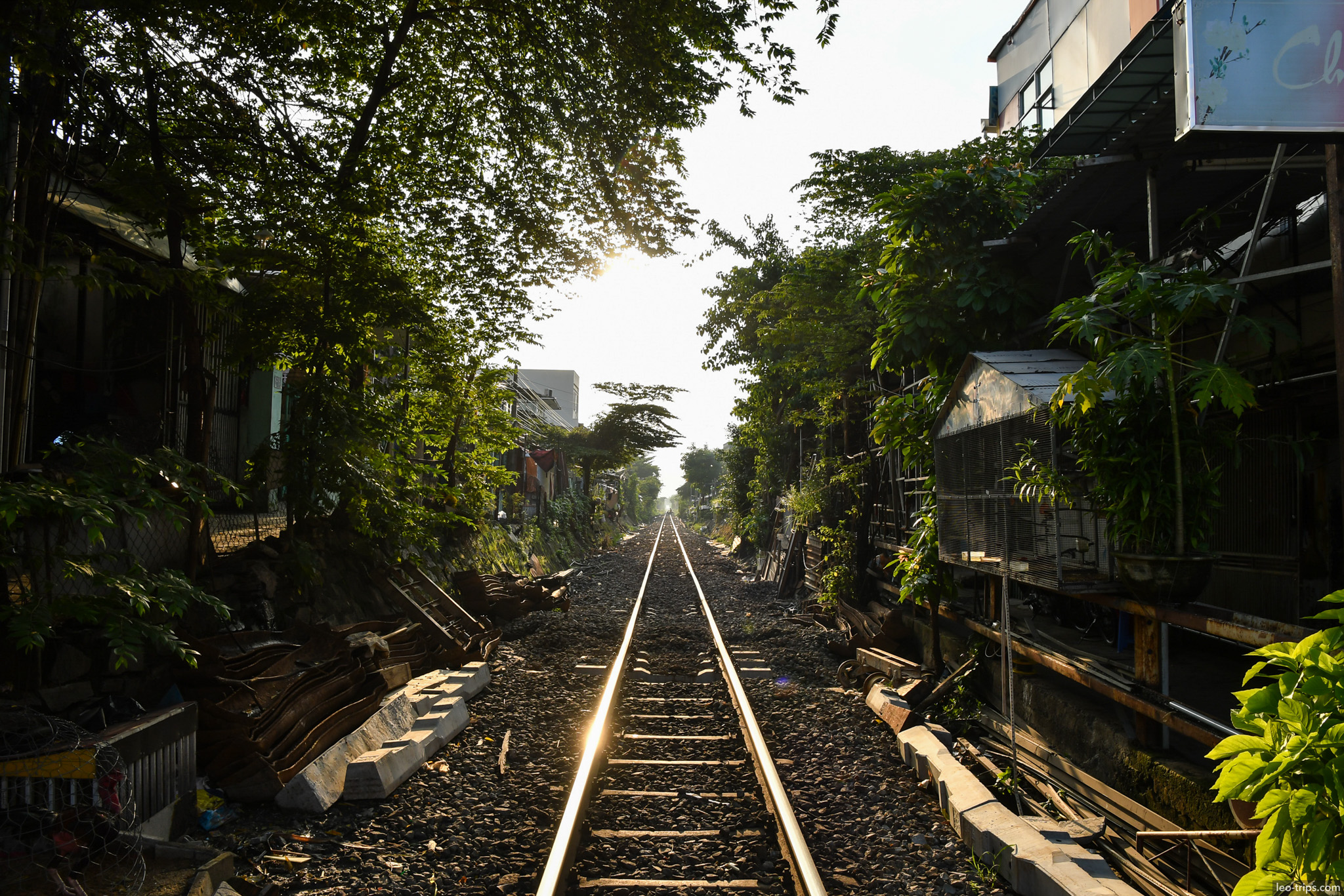 danang railway track sunset perspective view da nang