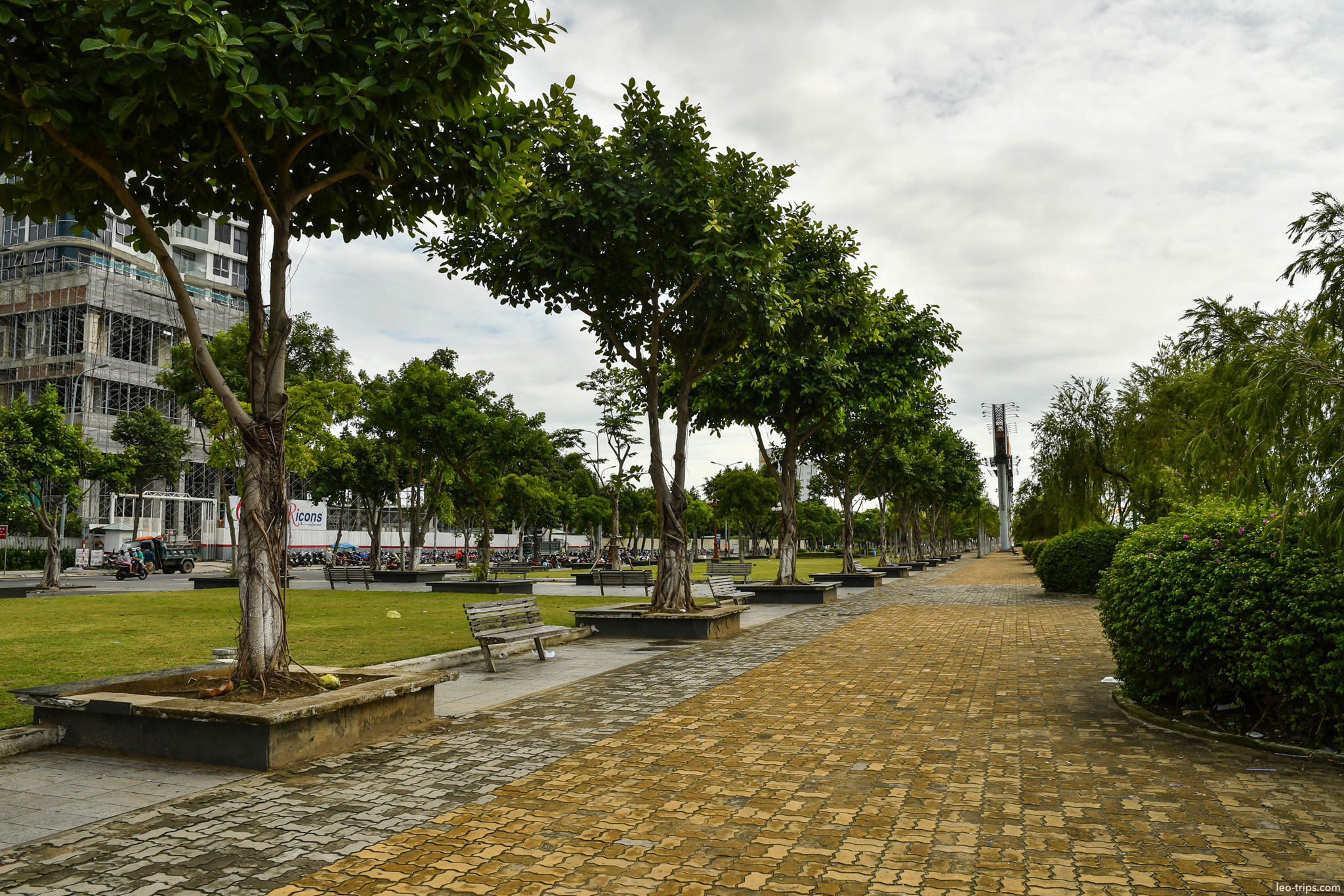 danang riverside park tree lined walkway da nang