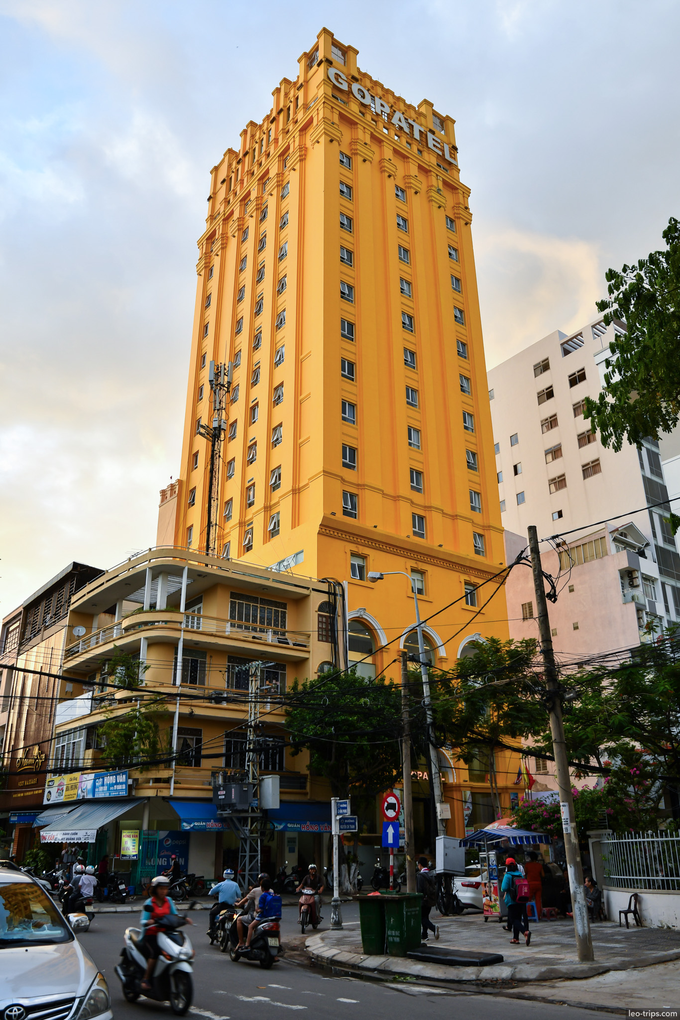 goratel hotel yellow building danang street da nang