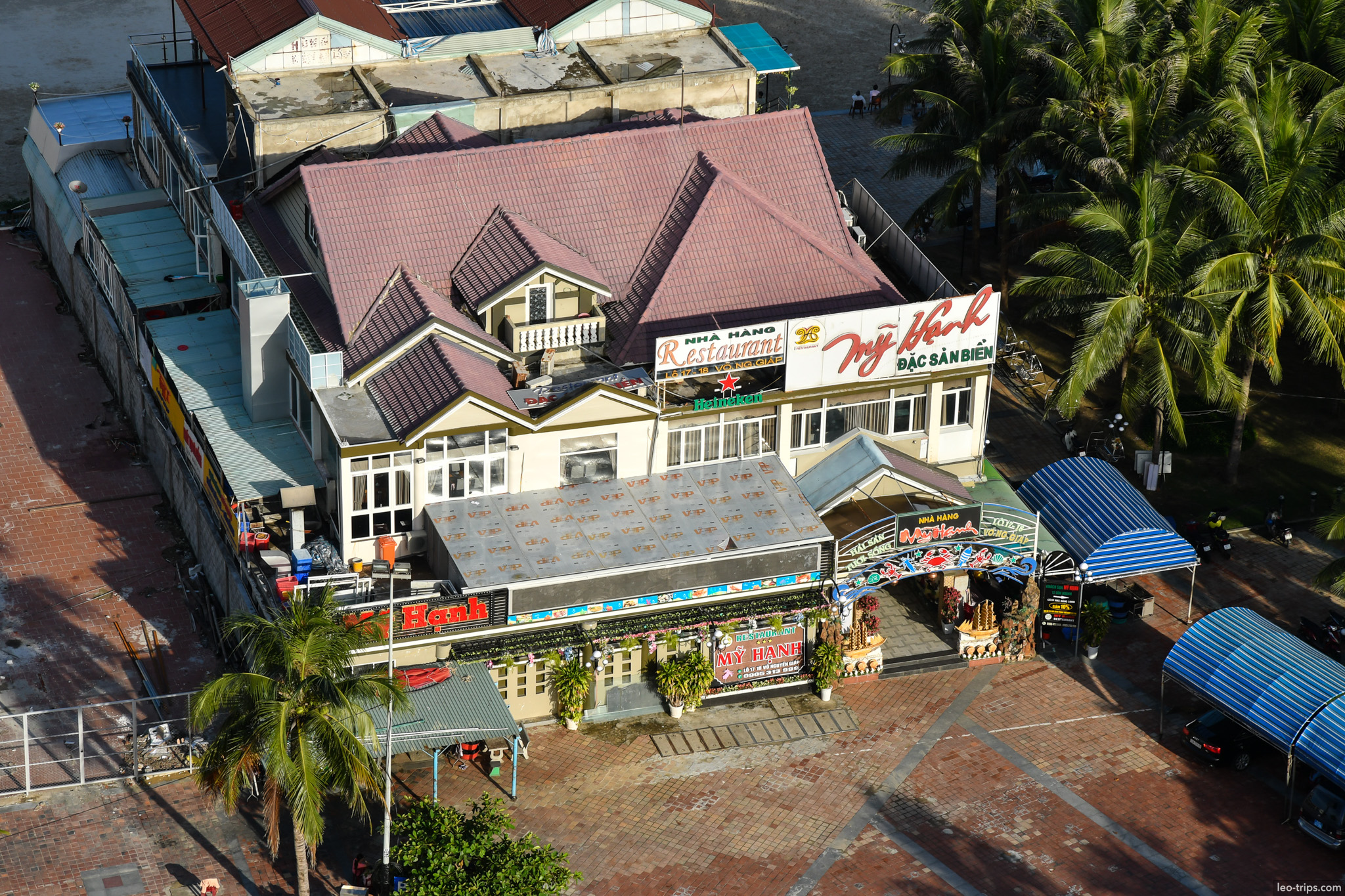 my hanh seafood restaurant danang beach aerial da nang