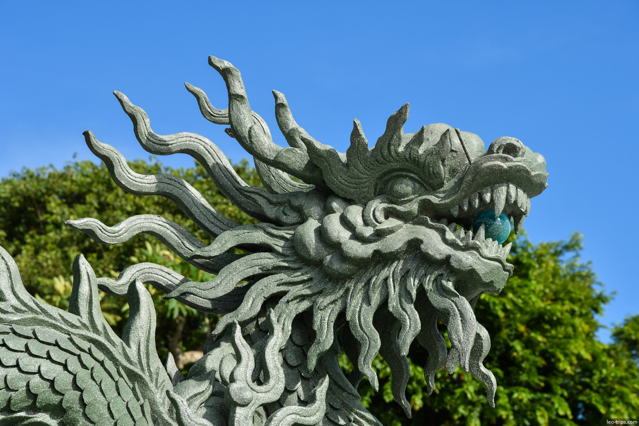 stone dragon sculpture closeup linh ung temple da nang