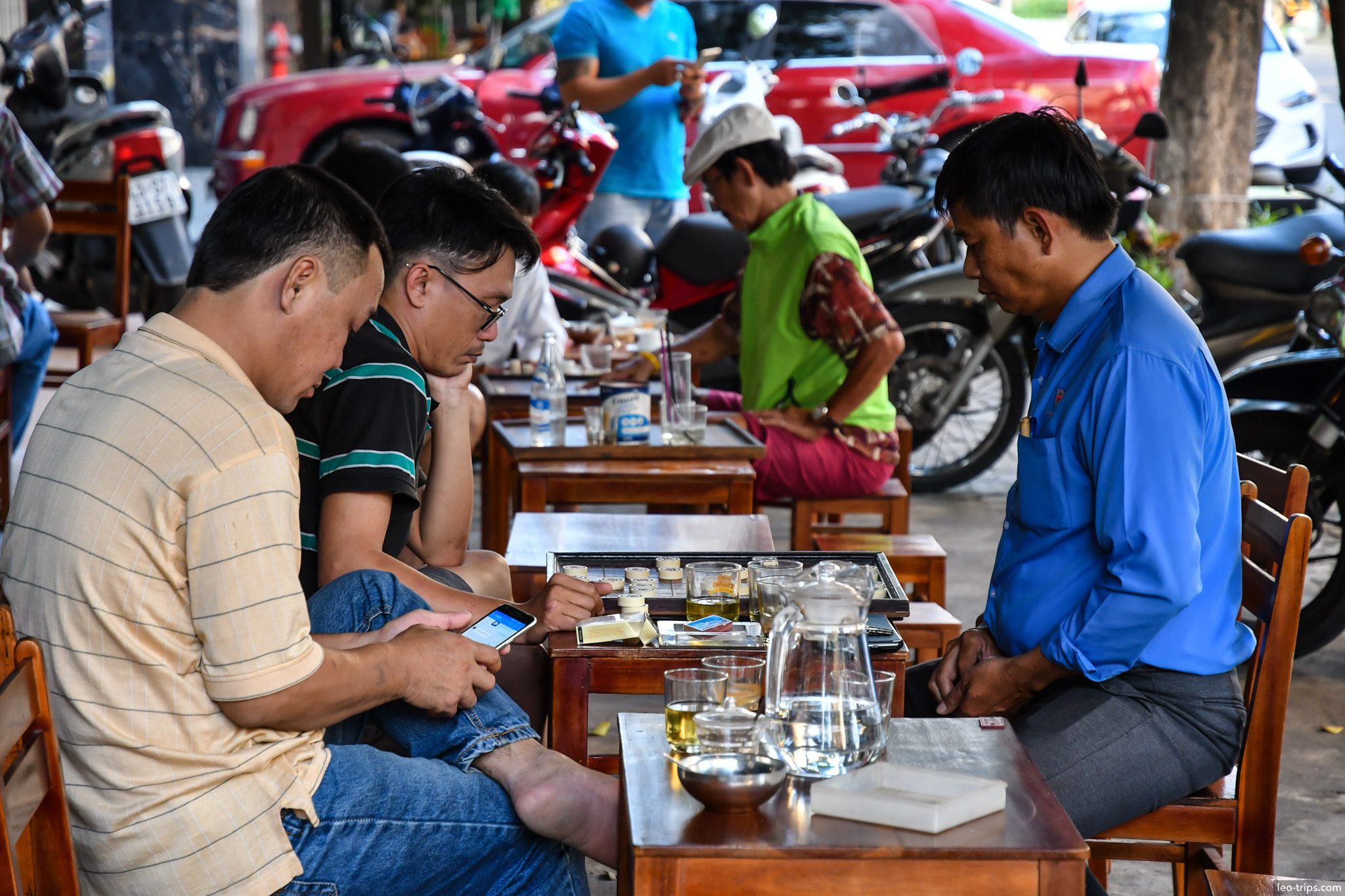 vietnamese men drinking tea outdoor cafe danang da nang