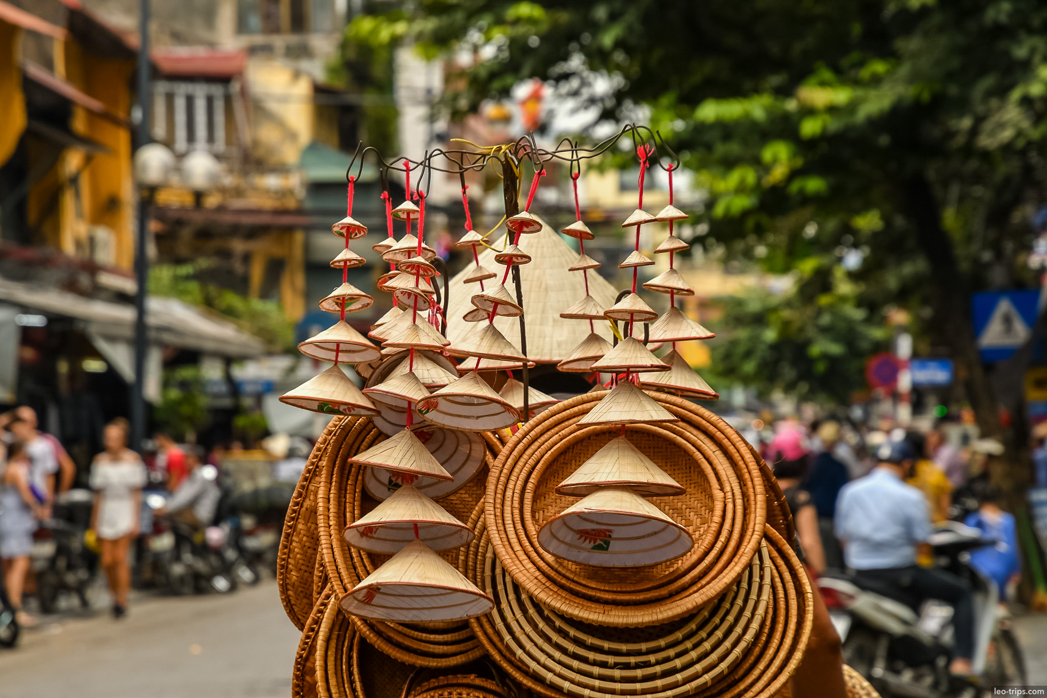 conical hats non la souvenir display hanoi market hanoi