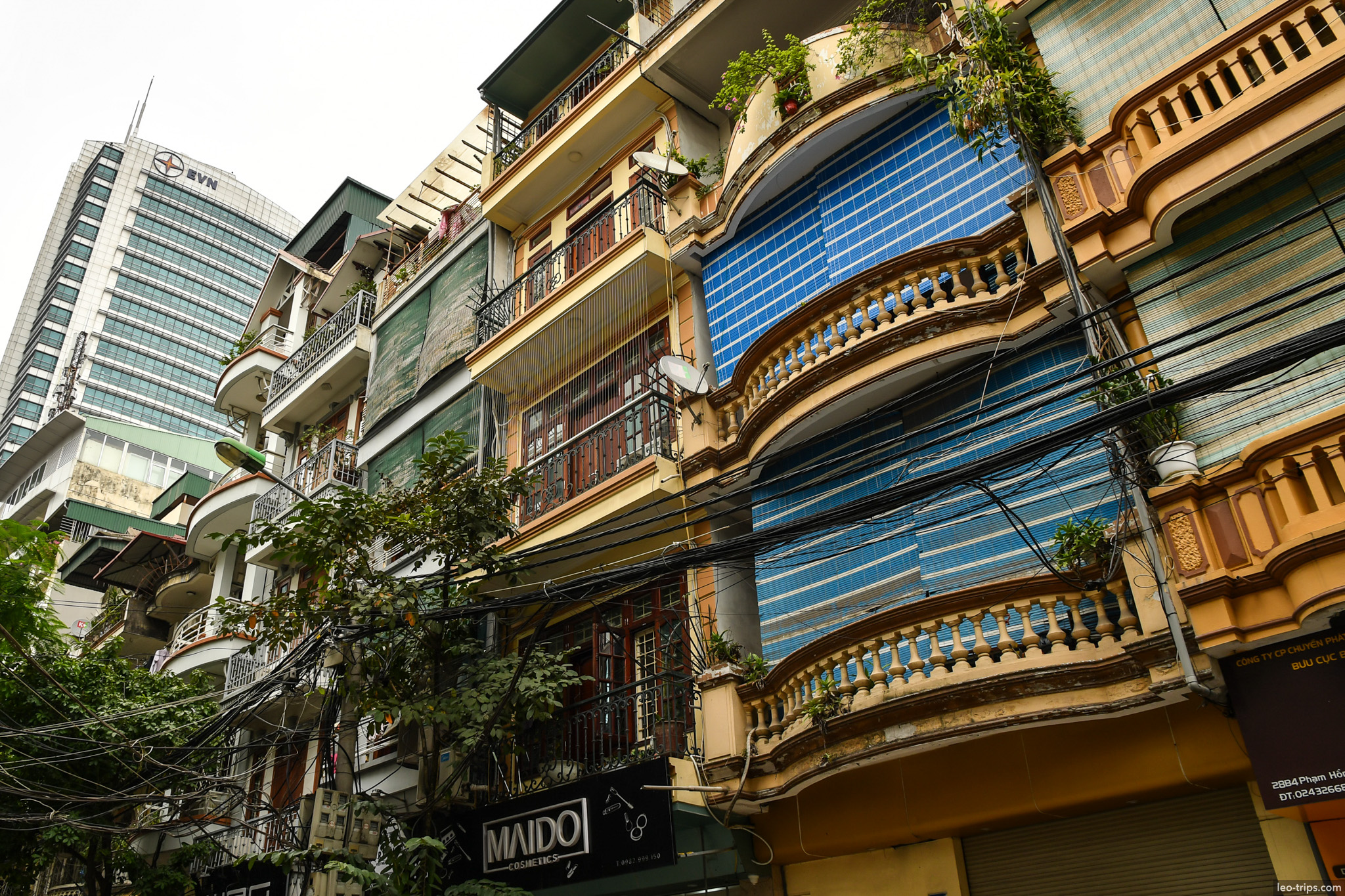 french colonial balcony buildings hanoi old quarter hanoi