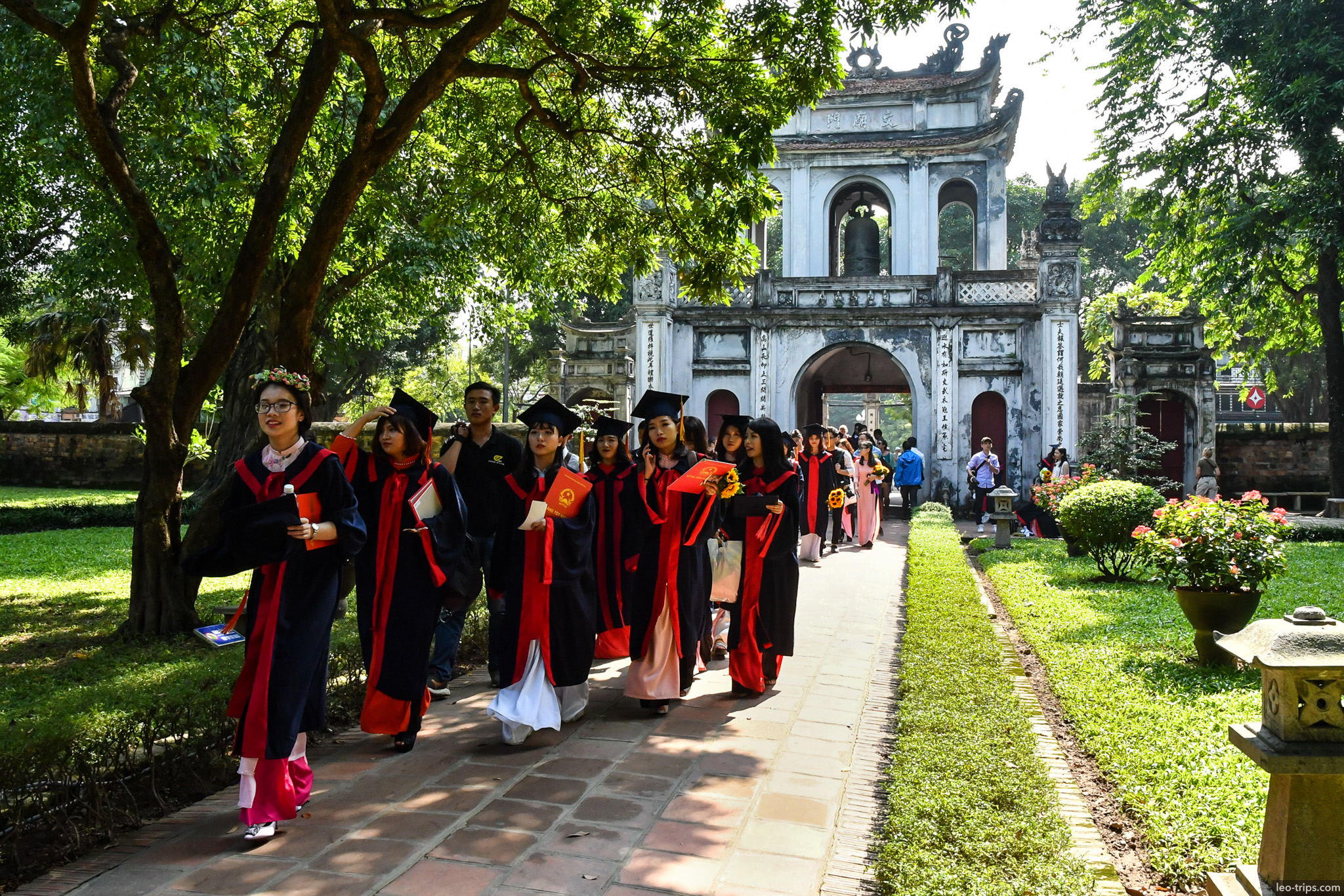 graduates procession khue van gate temple of literature hanoi hanoi