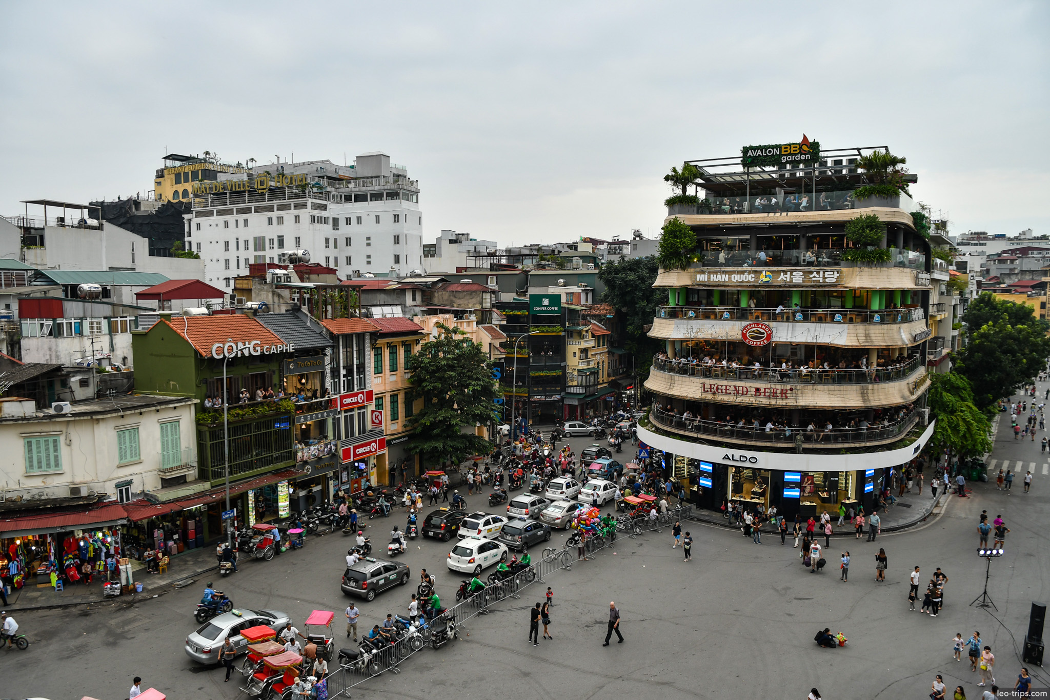 hoan kiem lake intersection aerial view hanoi hanoi
