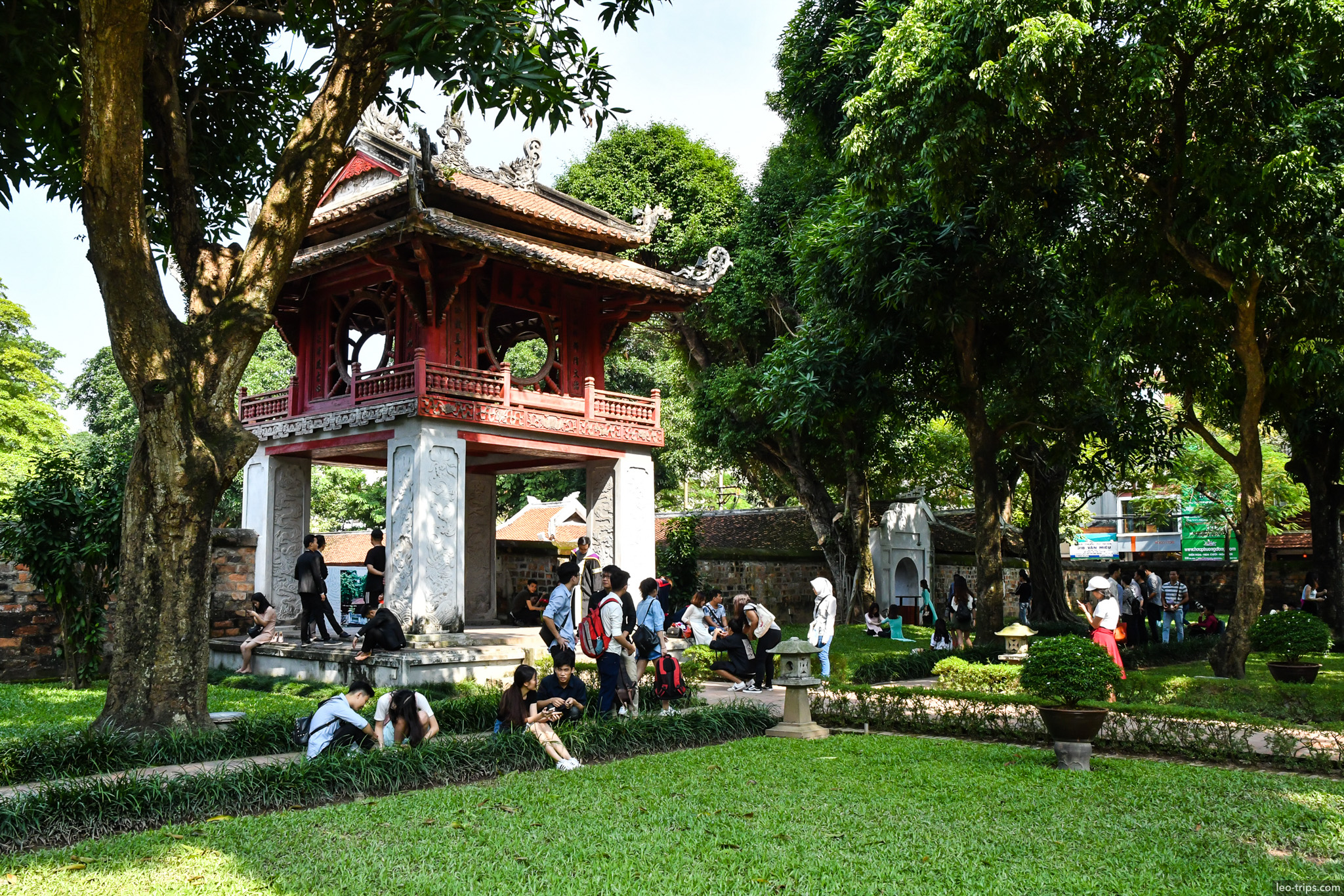 khue van cac pavilion tourists temple of literature hanoi hanoi