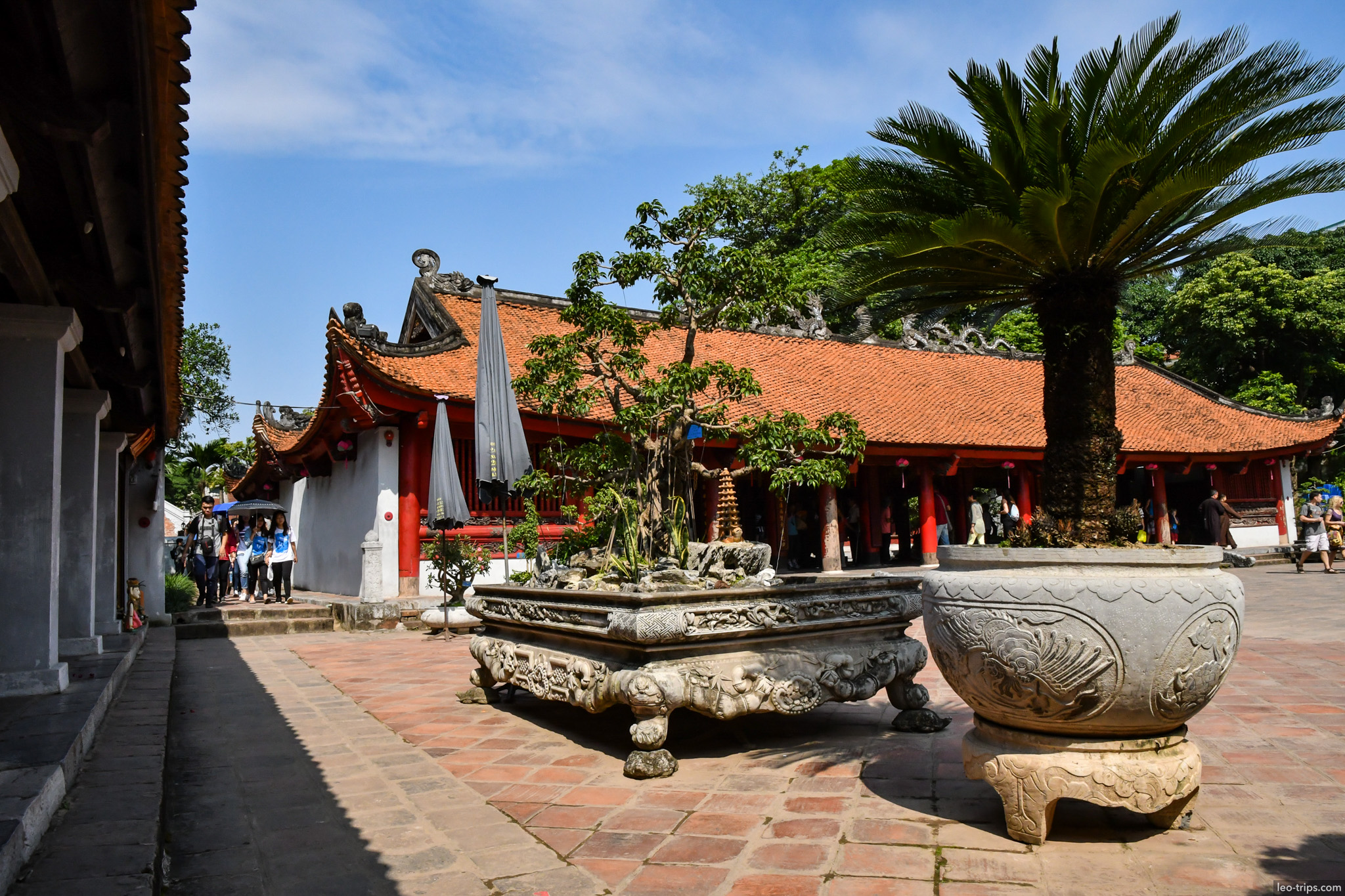 main hall courtyard stone urns temple of literature hanoi hanoi
