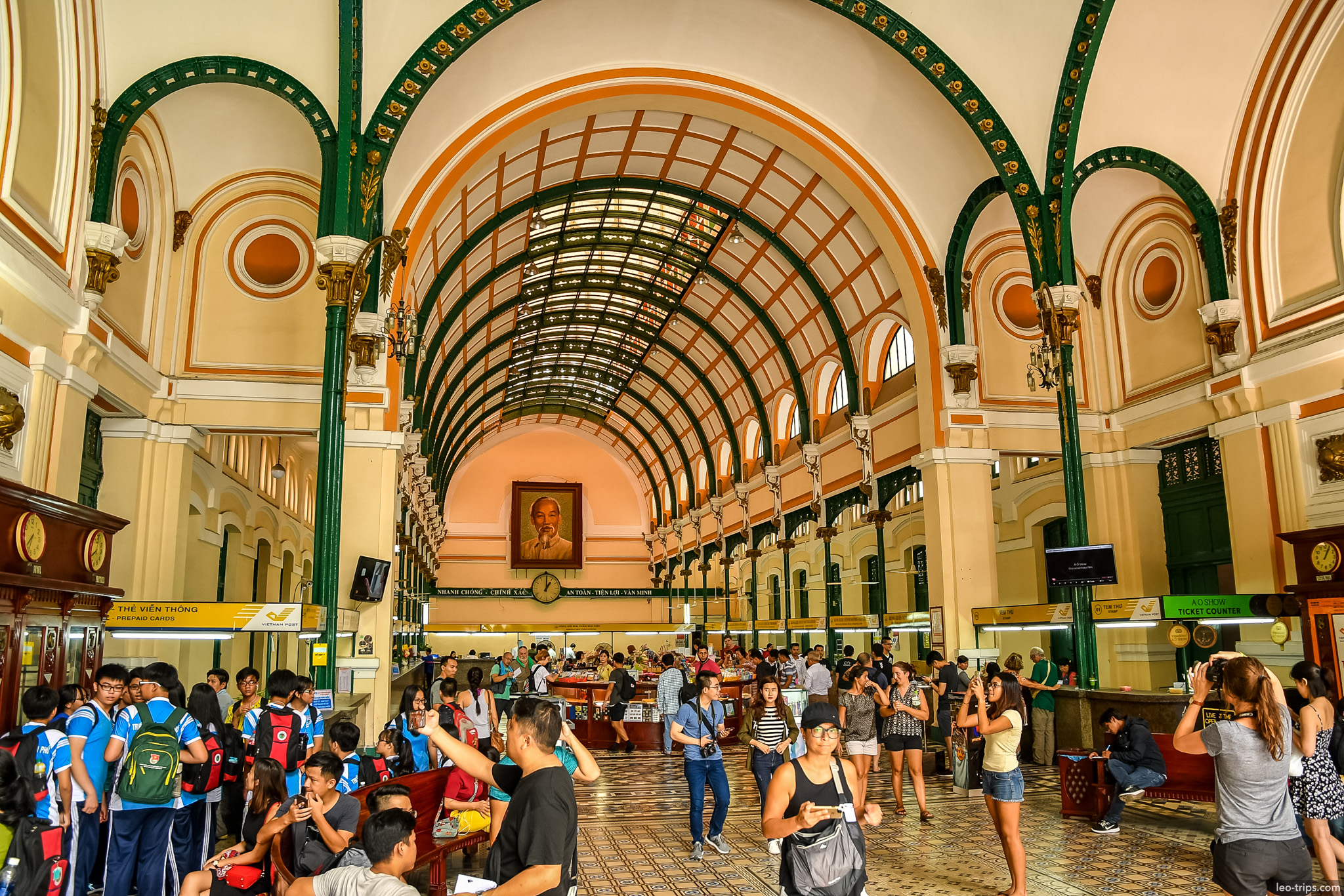 central post office interior arched ceiling ho chi minh city