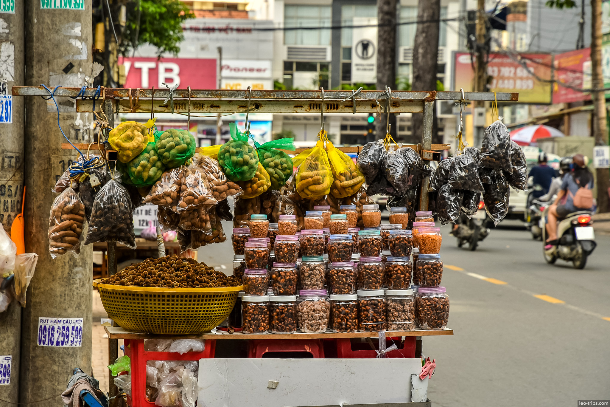 dried nuts fruits roadside stall saigon ho chi minh city