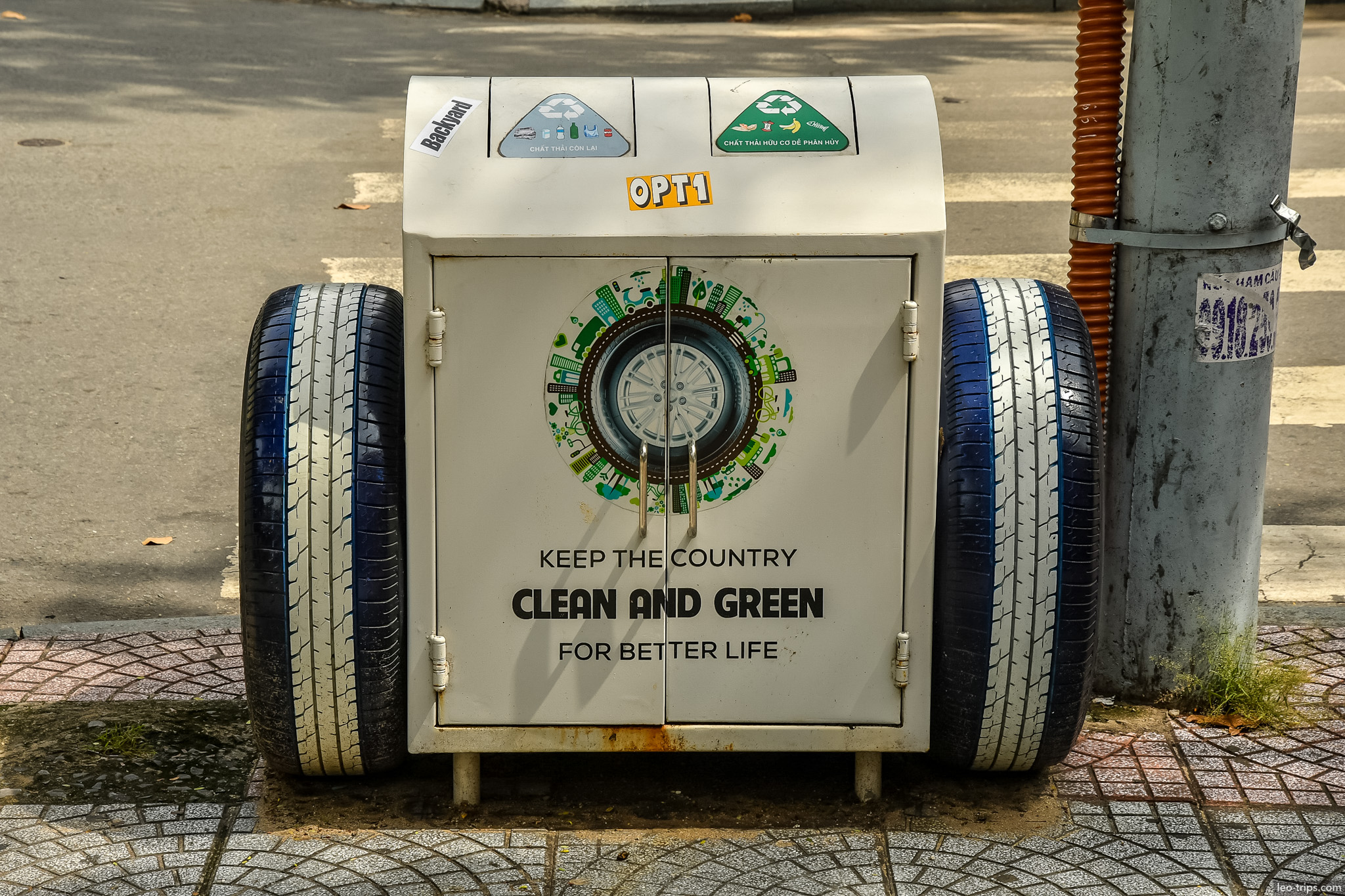 recycling bin tires clean and green saigon ho chi minh city
