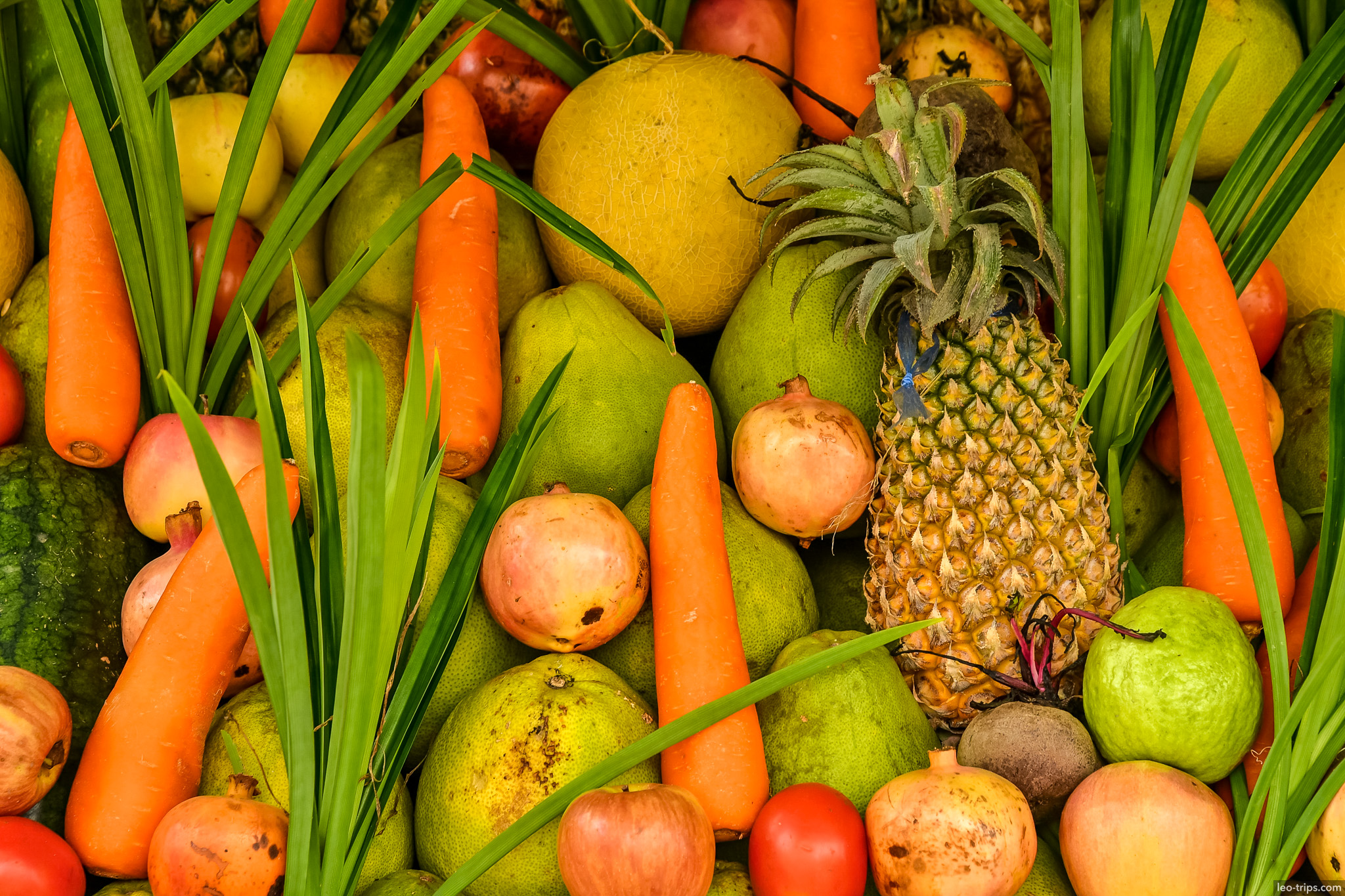 tropical fruits vegetables closeup market ho chi minh city