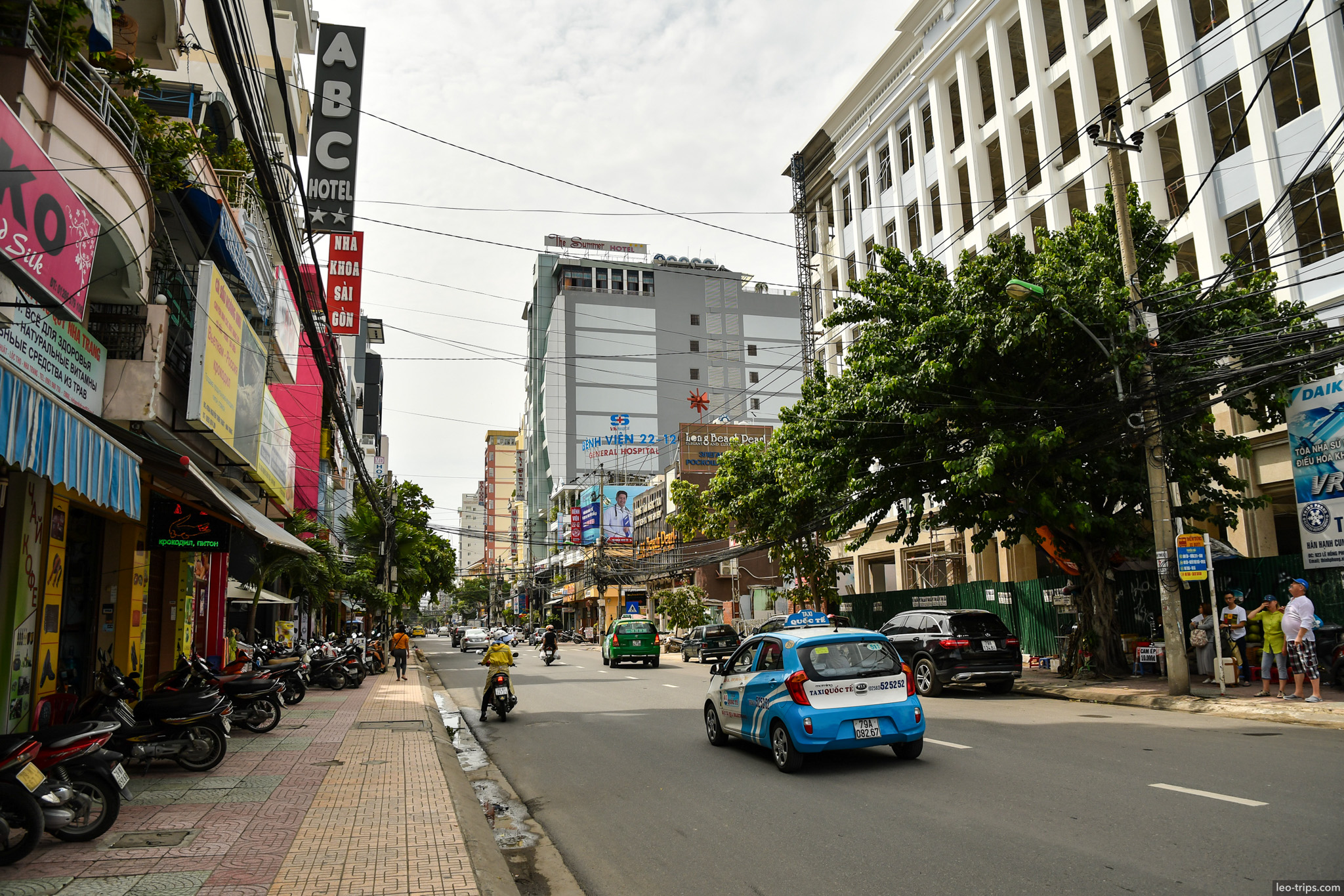 colorful shophouses power lines nha trang street nha trang