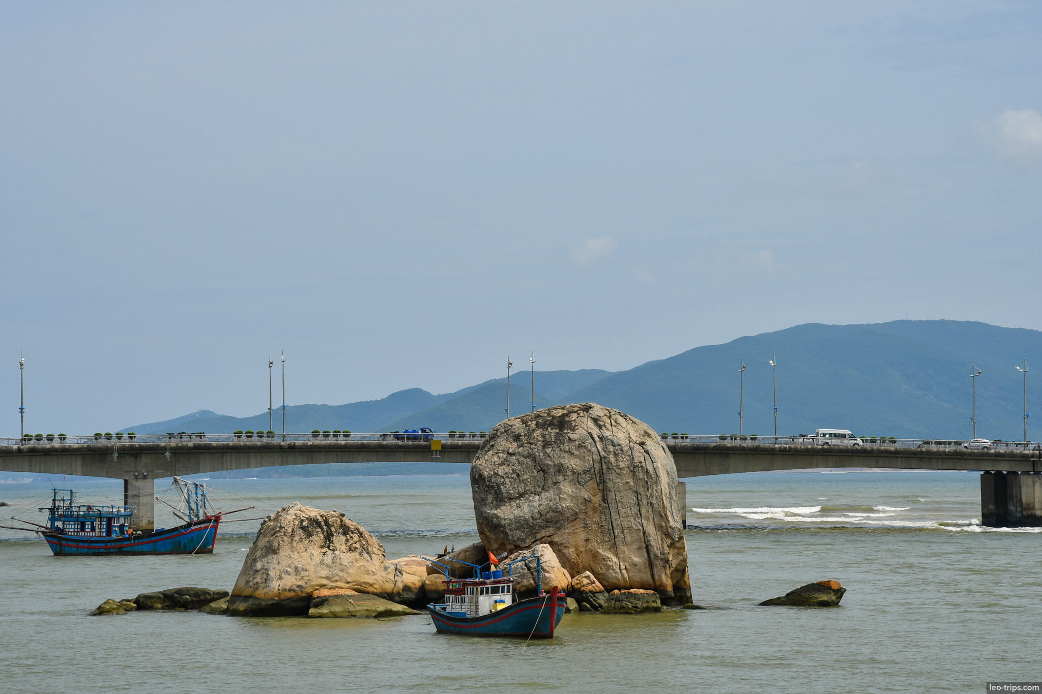 fishing boats cai river mountains village nha trang nha trang