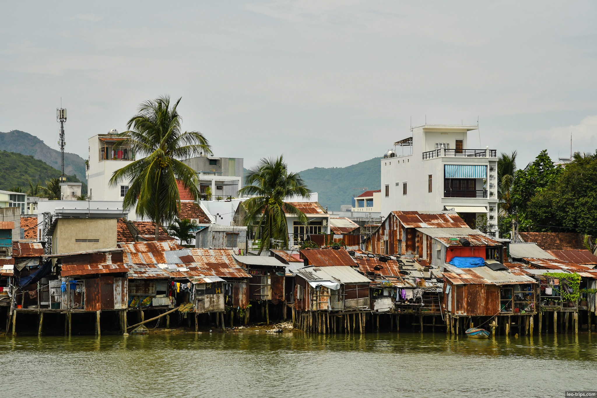 highrise construction fishing boats cai river nha trang nha trang