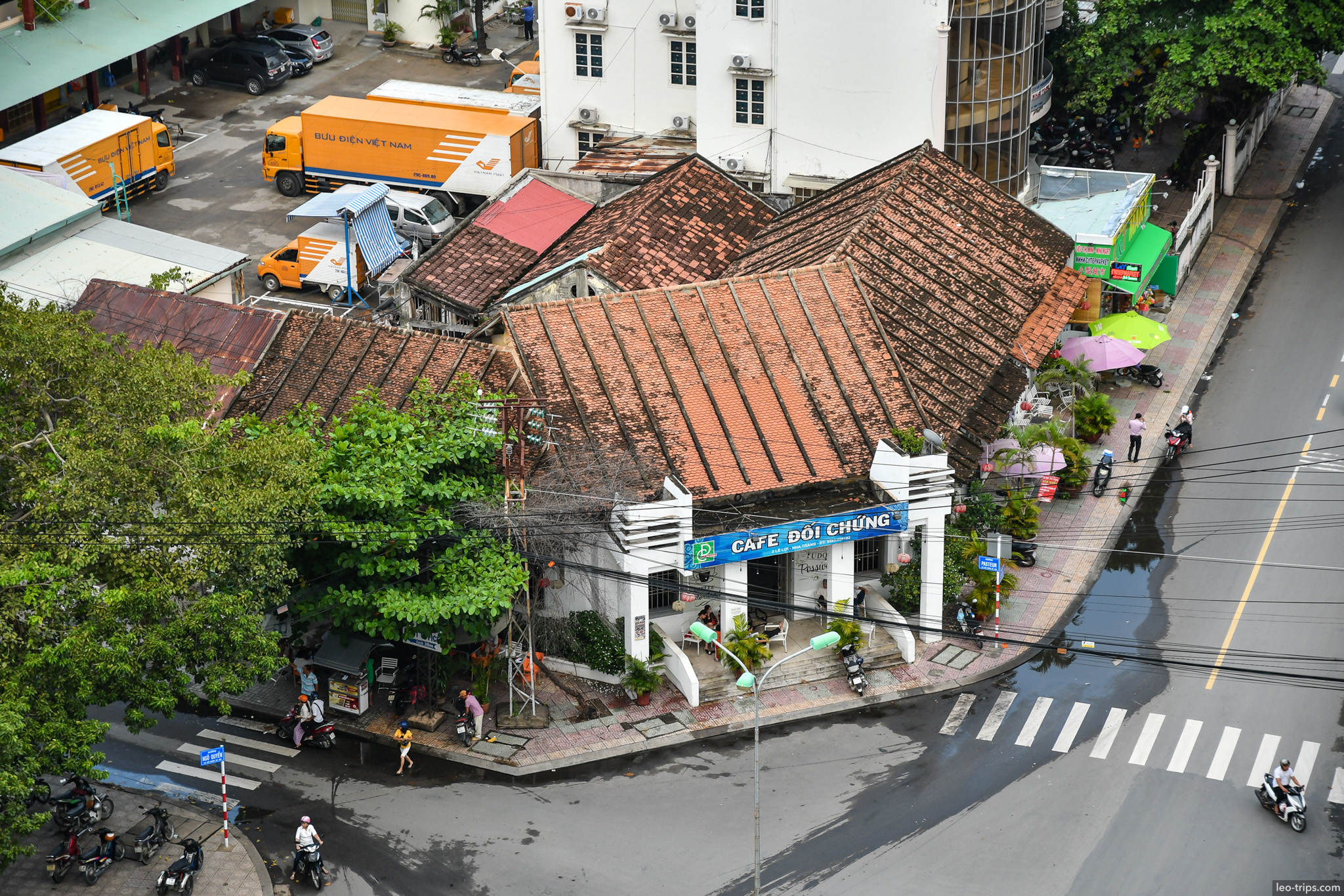 nha trang cityscape church spire coconut palms mountains nha trang